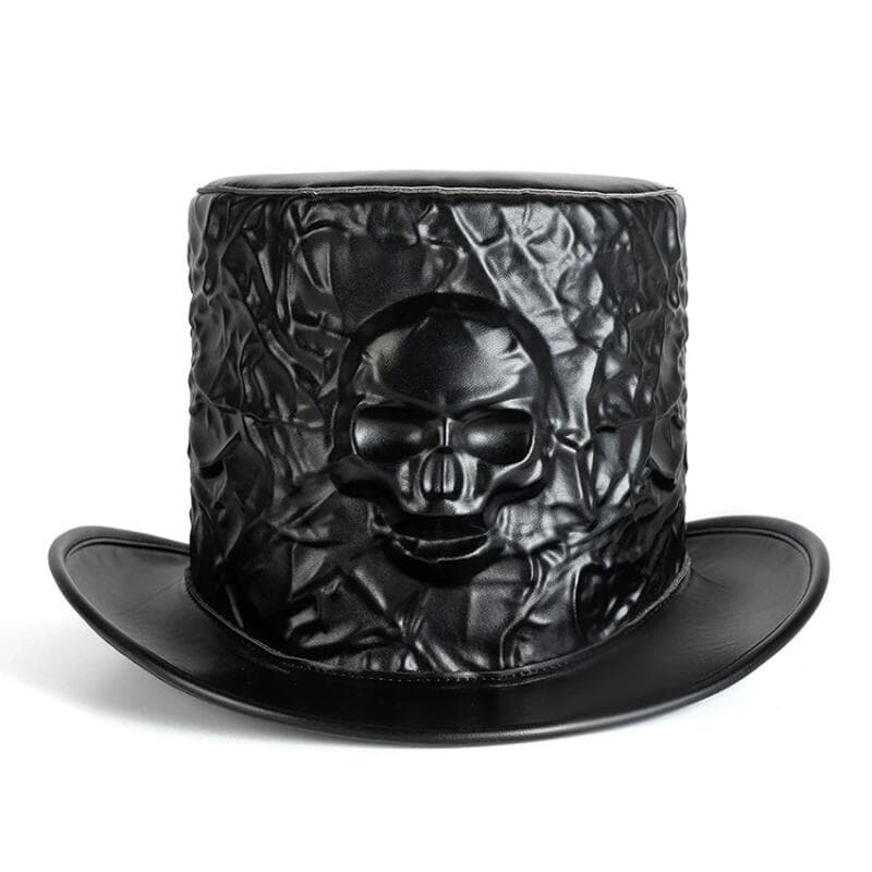 2025 Chapéu Mágico de Caveira para Mulheres e Homens, Gótico, Couro PU, Cavaleiro, Cavalheiro, Cosplay, Chapéu Formal, F