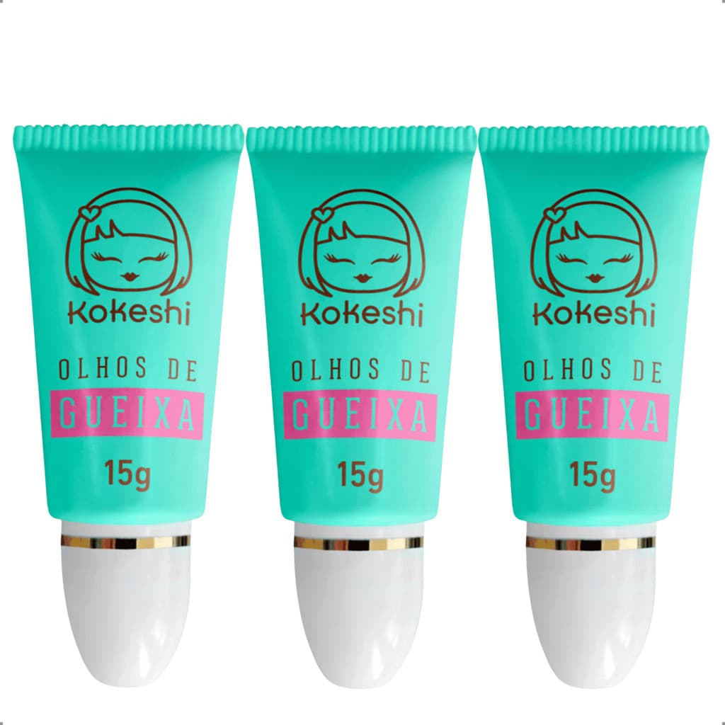 KIT 3 Hidratante Renovador Para Área dos Olhos de Gueixa Kokeshi 15g Cada