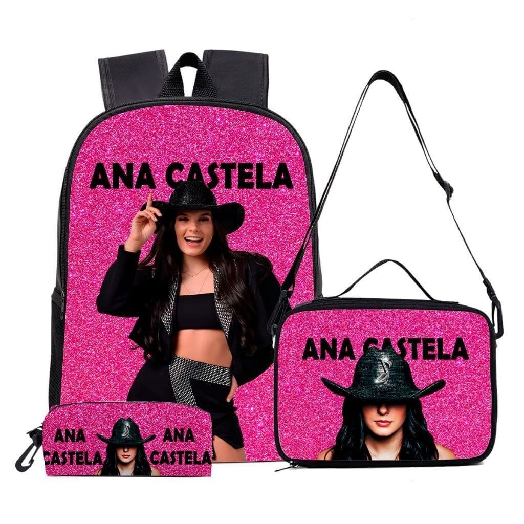 Mochila Lancheira Térmica e Estojo Infantil - Kit PromoAna castela