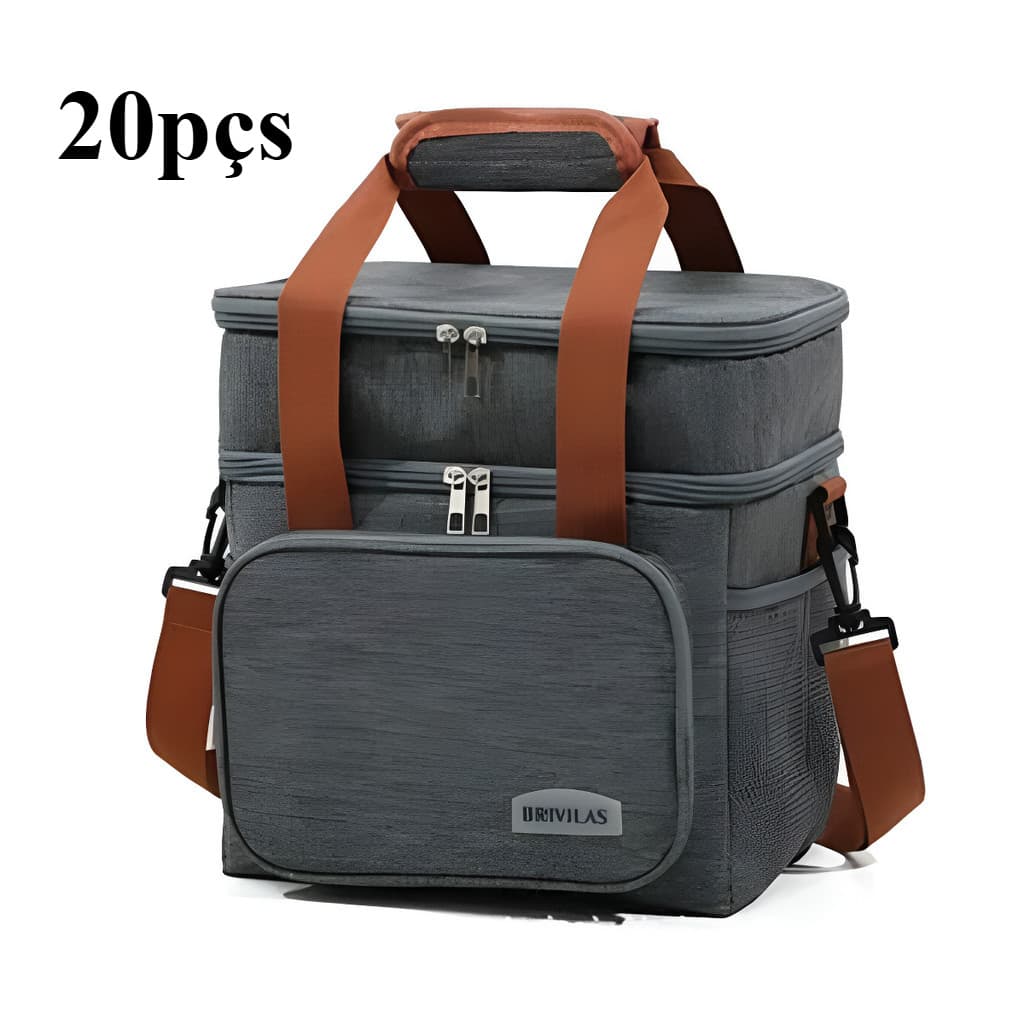 KIT 20 Bolsas Térmicas Atacado Marmita Lancheira Grande Alça Ombro Trabalho Academia Passeio Preta