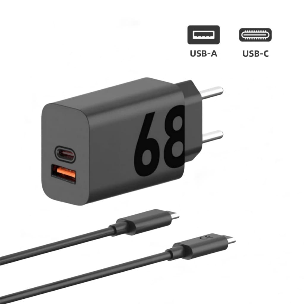 Kit Carregador De Powe 68W Tipo-C＋Tipo-A --Cabo Tipo-C Para Tipo-C (M**2i)