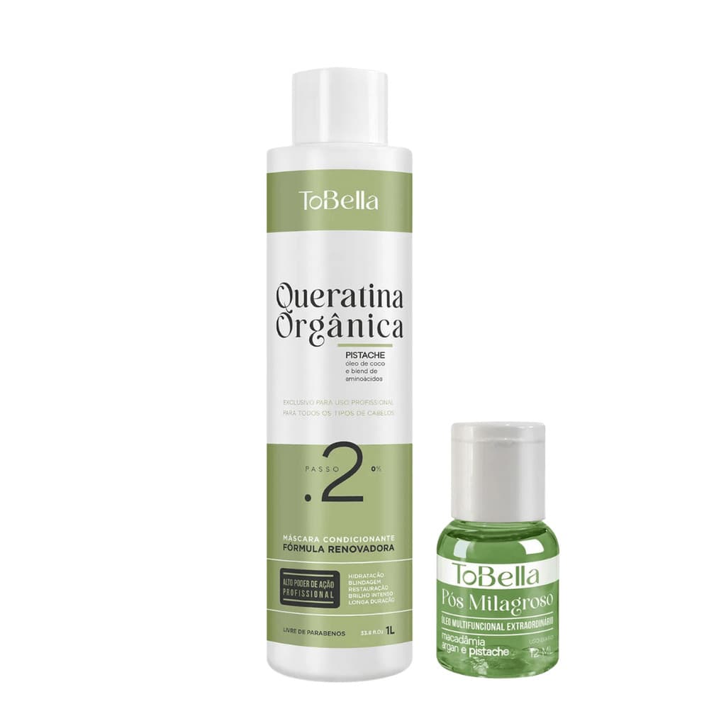 Queratina Orgânica Tobella - Mascara Progressiva - Selagem de Pistache - Passo 2 - 1l
