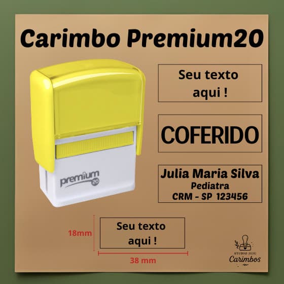 Carimbo Personalizado Premium 20 – Área de impresão 38x14mm