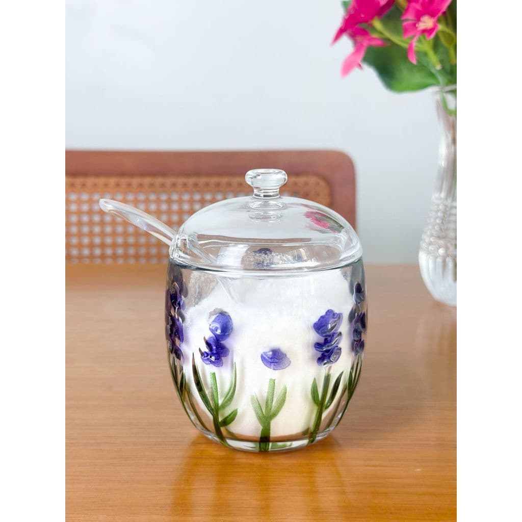 Açucareiro Vidro Lavanda com Colher Lyor