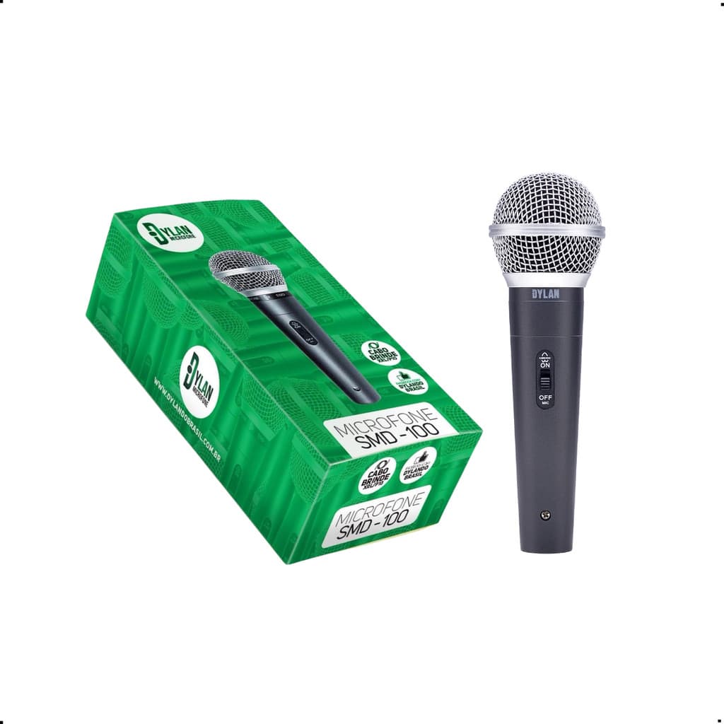 MICROFONE DYLAN SMD-100 DINAMICO COM CHAVE E CABO
