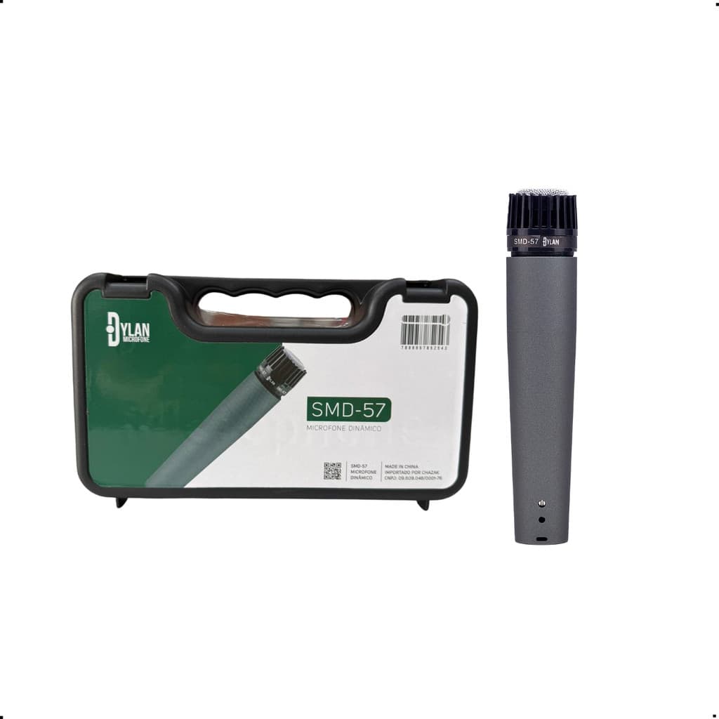 MICROFONE DYLAN DINAMICO SMD-57 COM MALETA CABO E CACHIMBO
