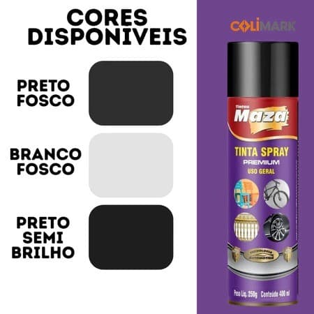 Spray Tinta Para Portão Ferro Esmalte Madeira Fosco e Semi Brilho 250g/400ml Maza