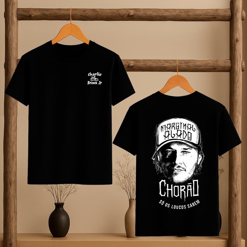Camiseta Estampada Homenagem Chorão Charlie Brown Jr Rosto Só Os Loucos Sabem  Camisa Básica Fio 30.1. Envio Rápido.