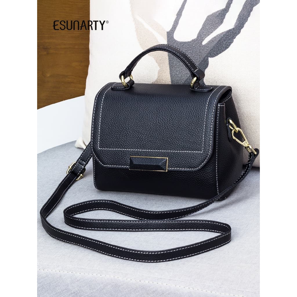 Bolsa de couro genuíno feminino 2025 novo estilo All-Match Commuter pequeno quadrado saco elegante grande capacidade sen