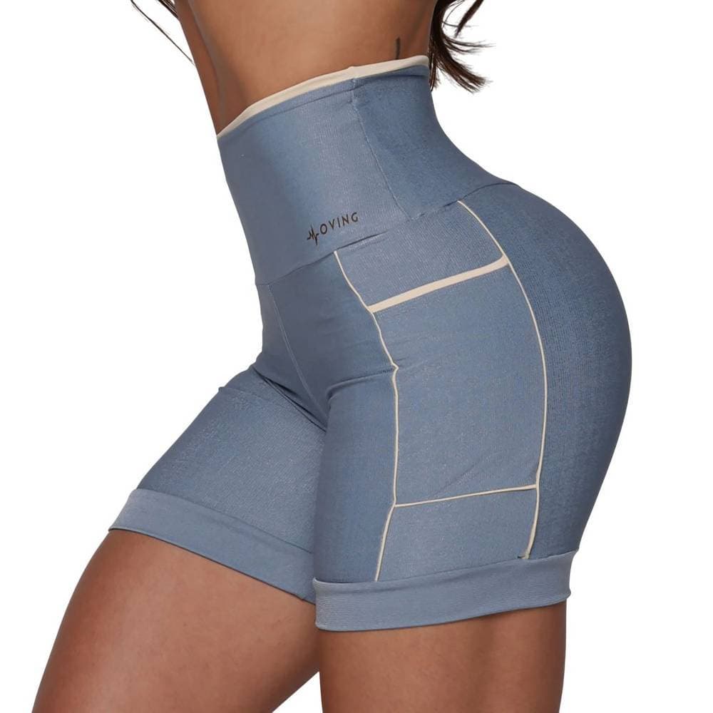 Short Run Glossy Azul Atlantico + Garrafa Run 230ML Moving