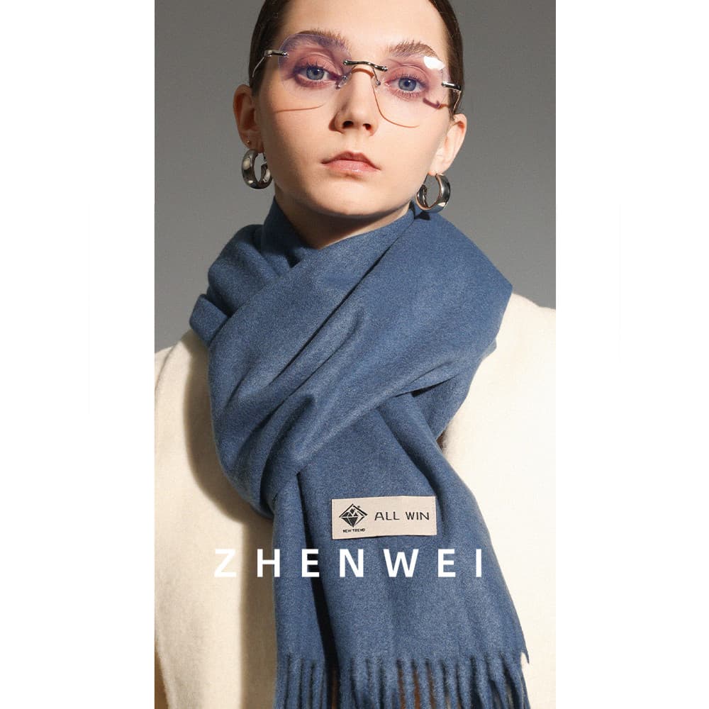 Lenço de lã xale feminino inverno dupla utilização 2025 novo estilo Popular lenço azul da prússia exterior combinando es