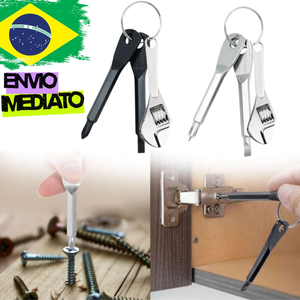 Kit Chaveiro Fenda + Philips E Chave Inglesa