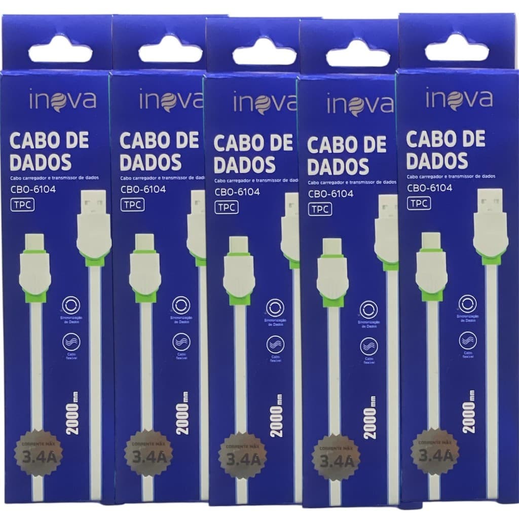 Cabo Inova Tipo-C 2m – Carregamento Rápido 3.4A Para Android Reforçado