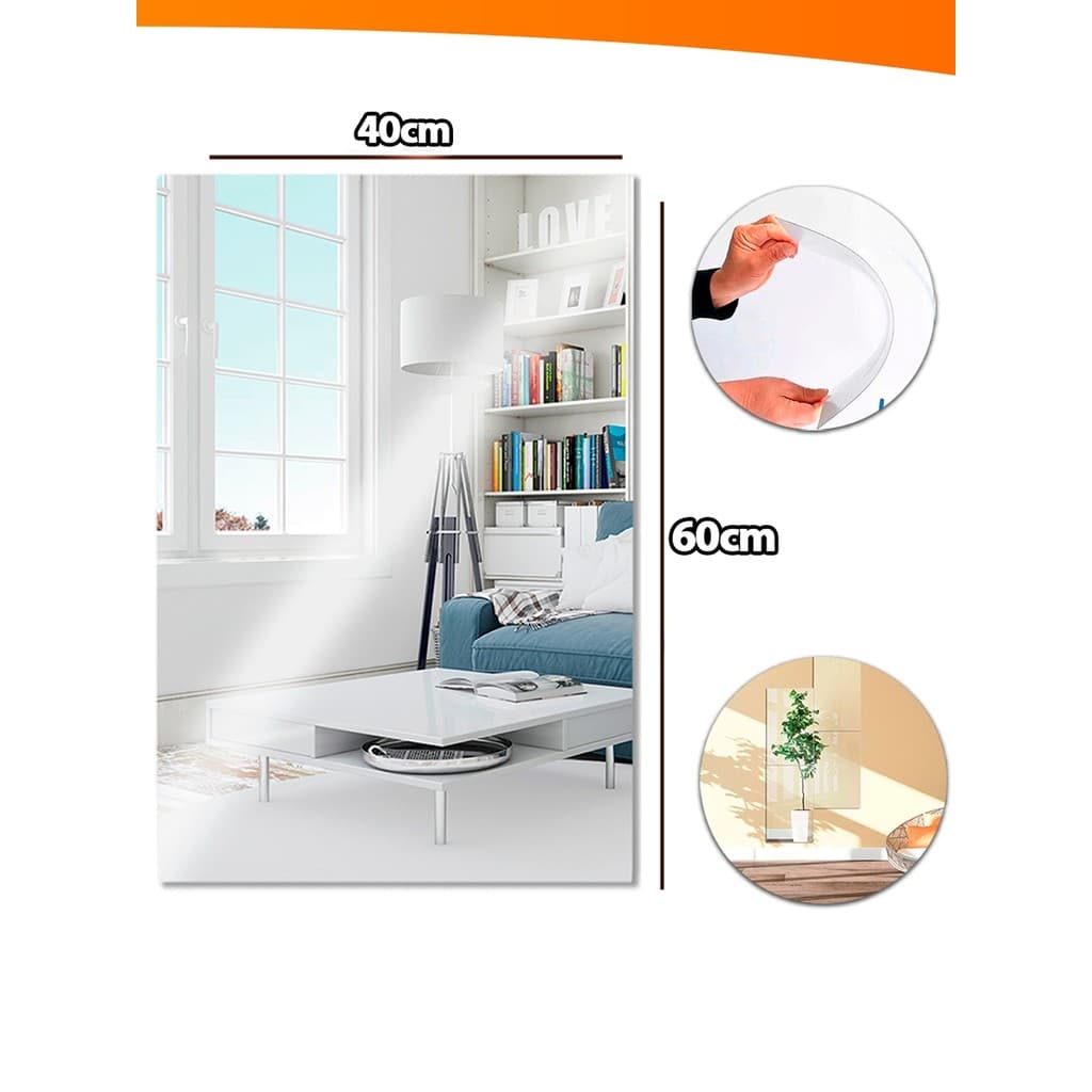 Espelho Adesivo Decorativo Placa Acrílico Retangular 40x60cm