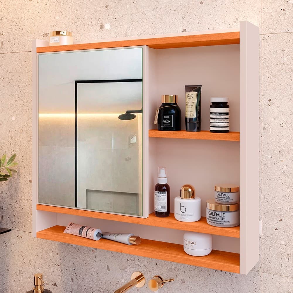 Espelheira Suspensa Para Banheiro Closet Porta e Nichos Ganchos Toalhas Aqua lançamento - MOVEIS UP