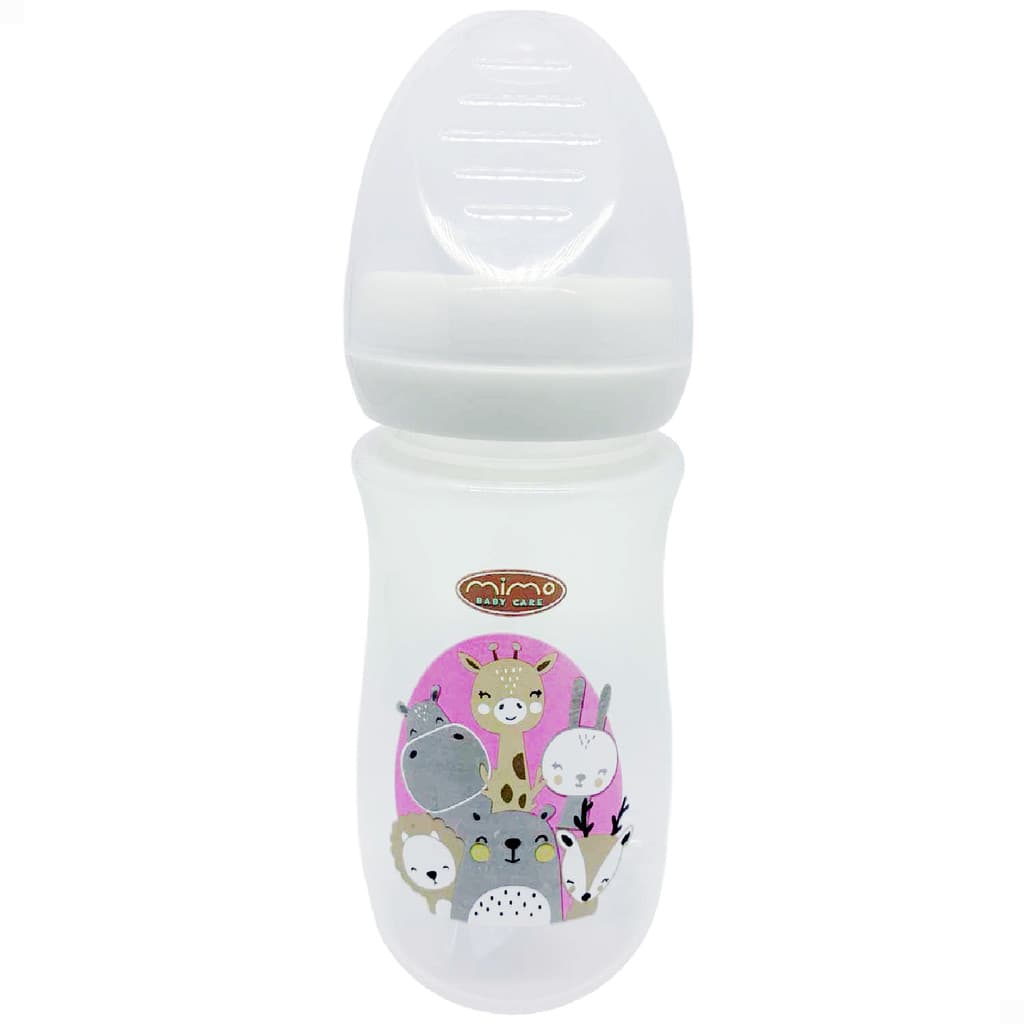 Mamadeira Active 300ml ROSA Passear Mimo Baby Care Menina Bico Anatômico Macio Silicone c/ Tampa