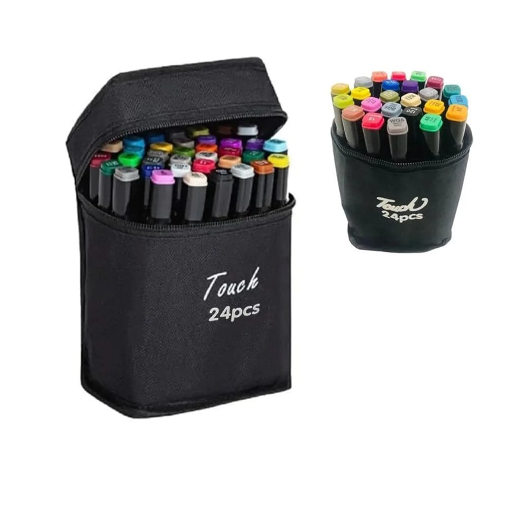 Kit Canetinha estojo Marcadoras com 24 Cores canetinhas