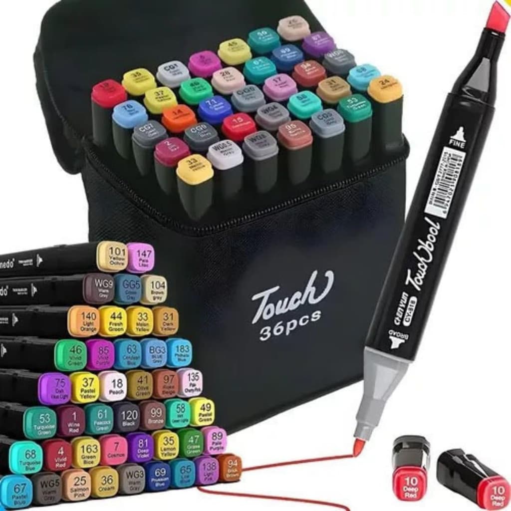 Kit Canetinha estojo Marcadoras com 36 Cores canetinhas