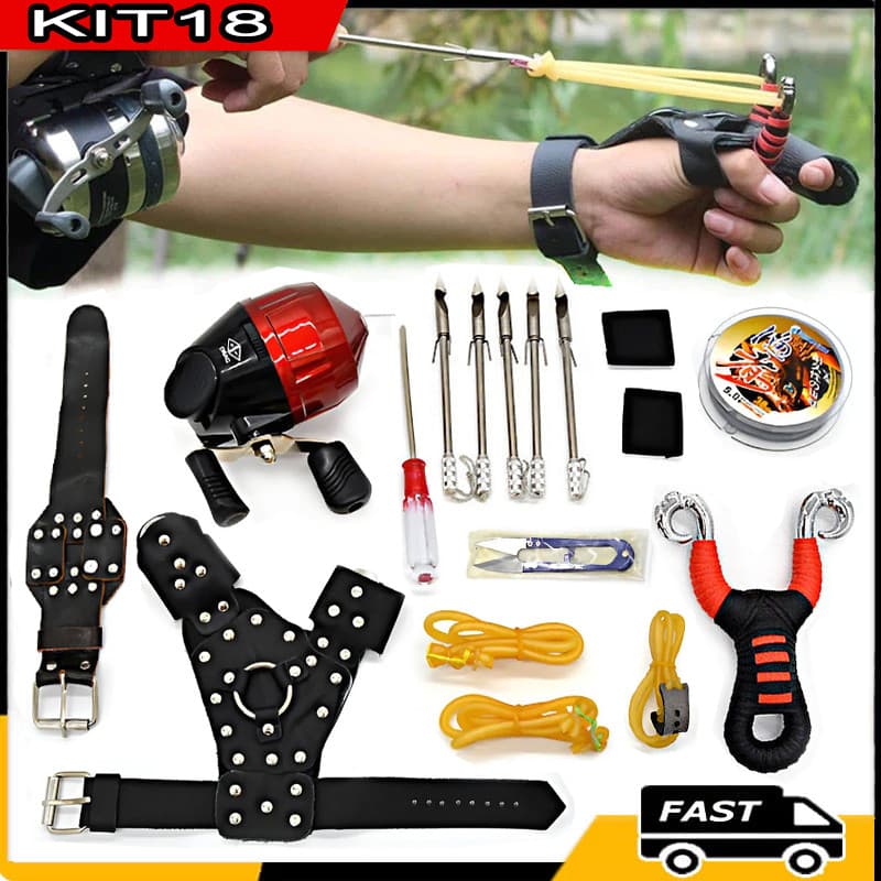 Kit De Pesca Profissional Com Estilingue, Molinete E Dardos 18PCS