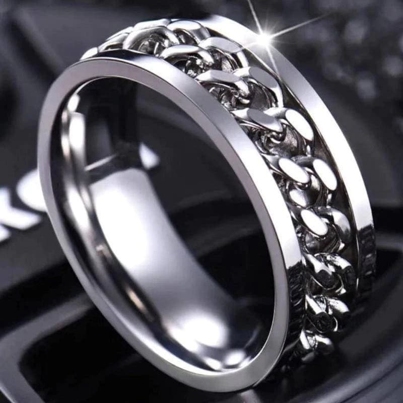 Legal aço inoxidável rotatable casal anel corrente rotable anéis para mulher homem