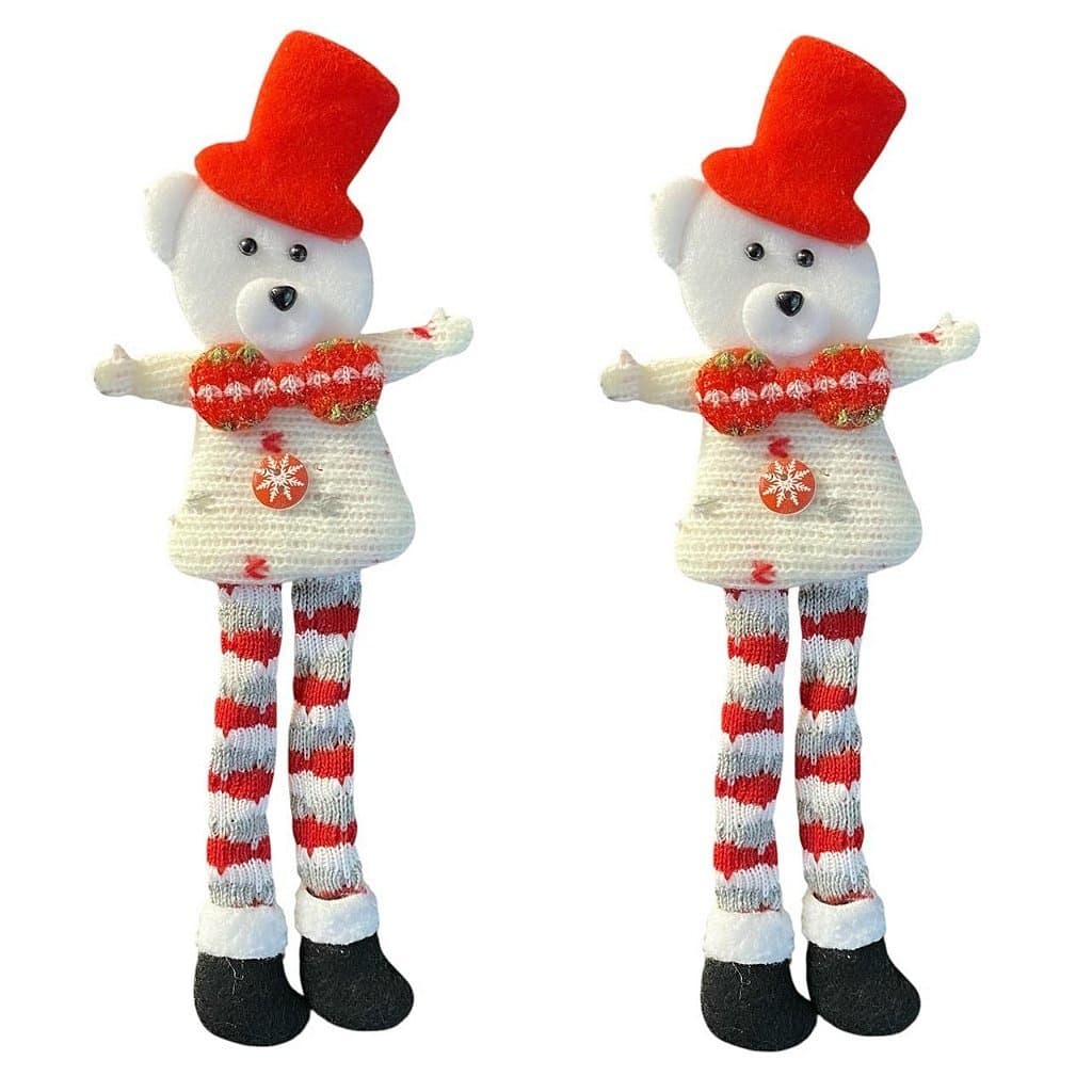 CJ 02 PCS ENFEITE NATALINO URSO PERNAS 24X9CM