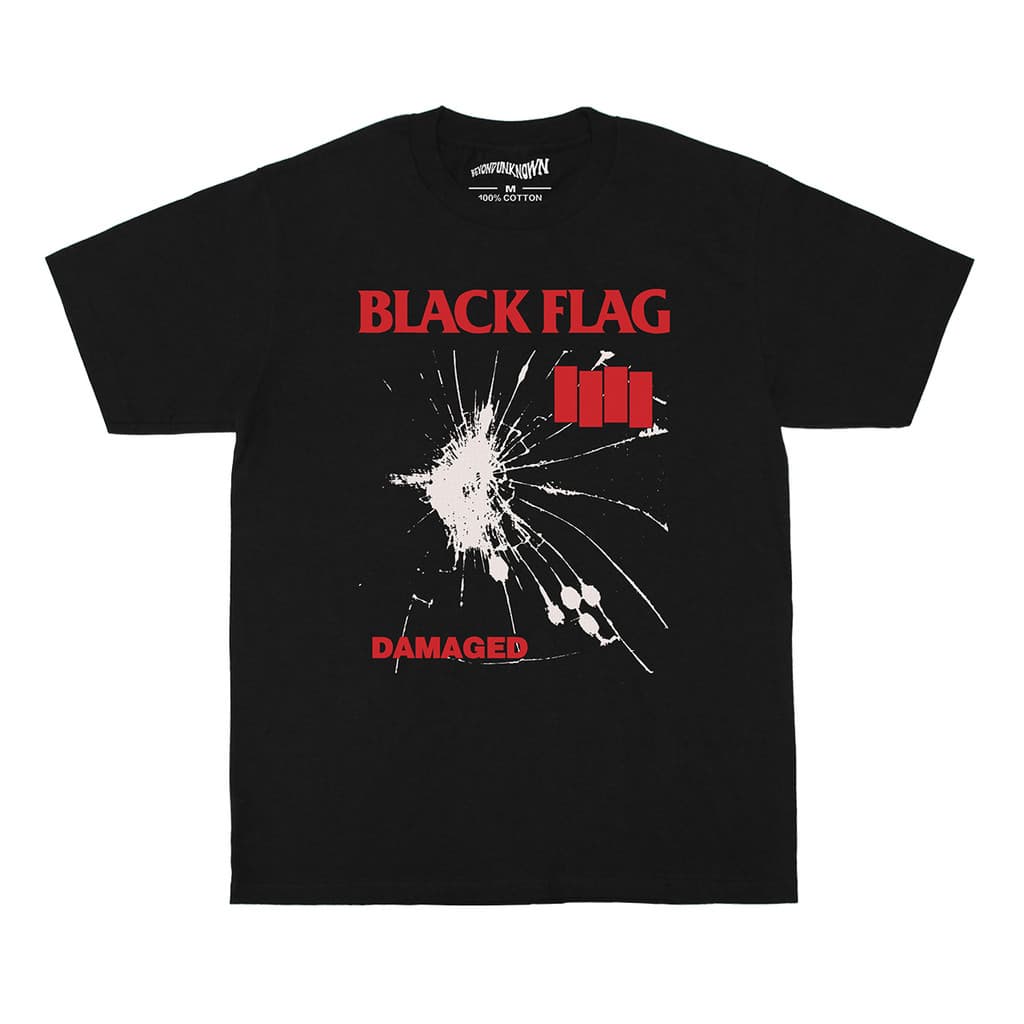 Music Soul Camiseta Unissex Black Flag Damaged Hardcore Punk SST Algodão Puro Respirável Confortável Autêntica Retrô