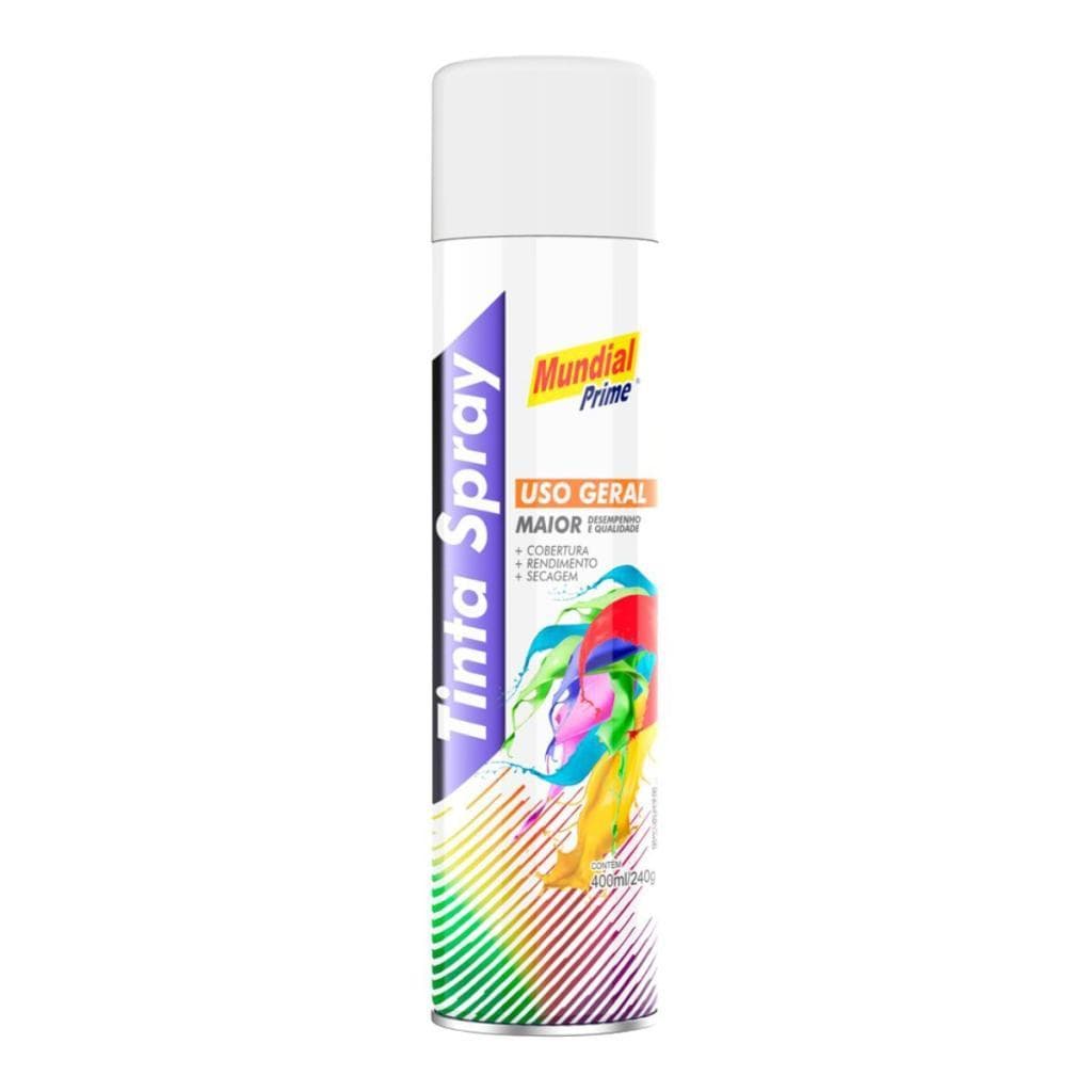 Tinta Spray Mundial Prime Branco Semi Brilhante – 400ml