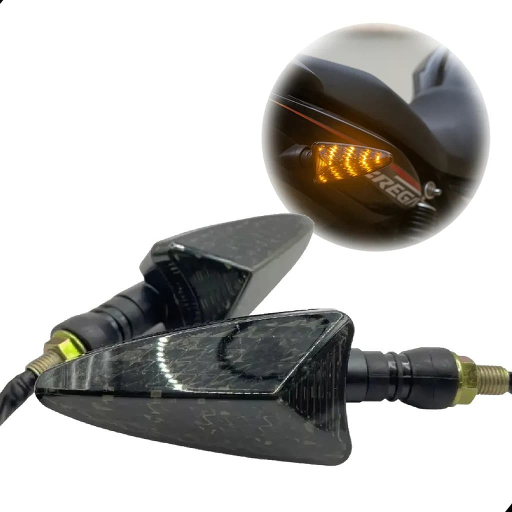 Par De Pisca Seta Led Universal Triangular Âmbar Para Moto