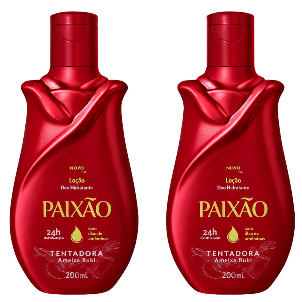 Kit 2 Loções Hidratantes Paixão Tentadora 200ml Ameixa Rubi Com Óleo De Amêndoas Corporal