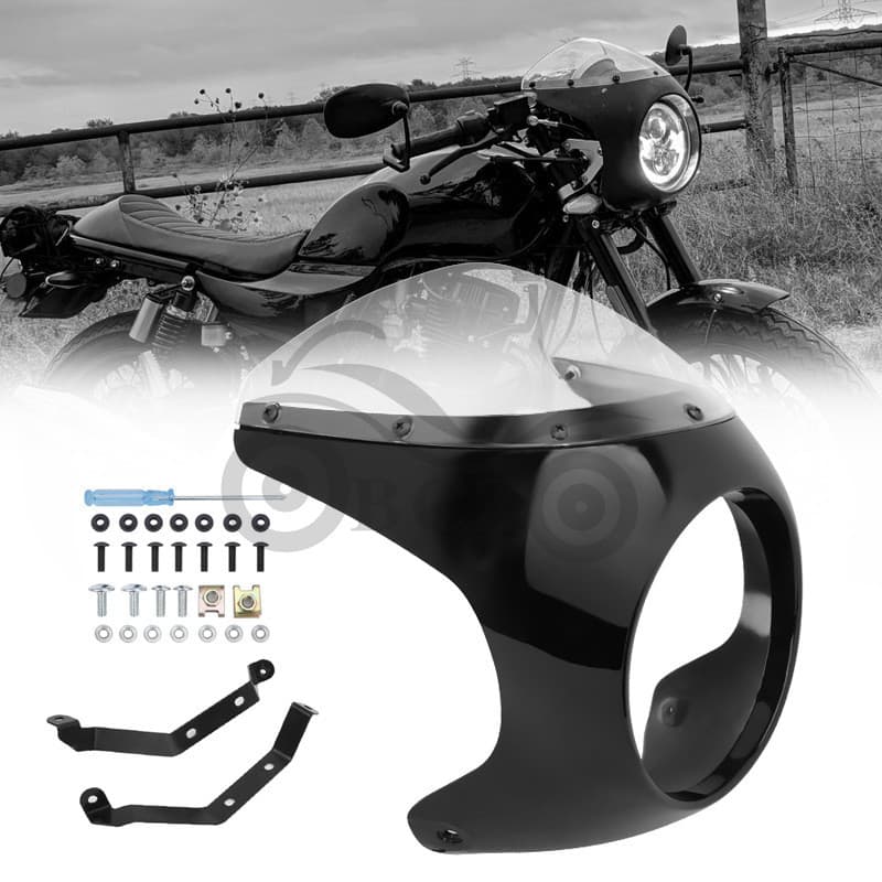 Carenagem de motocicleta retrô Defletor de ar Capa de farol Modificação exterior de motocicleta Cafe Racer