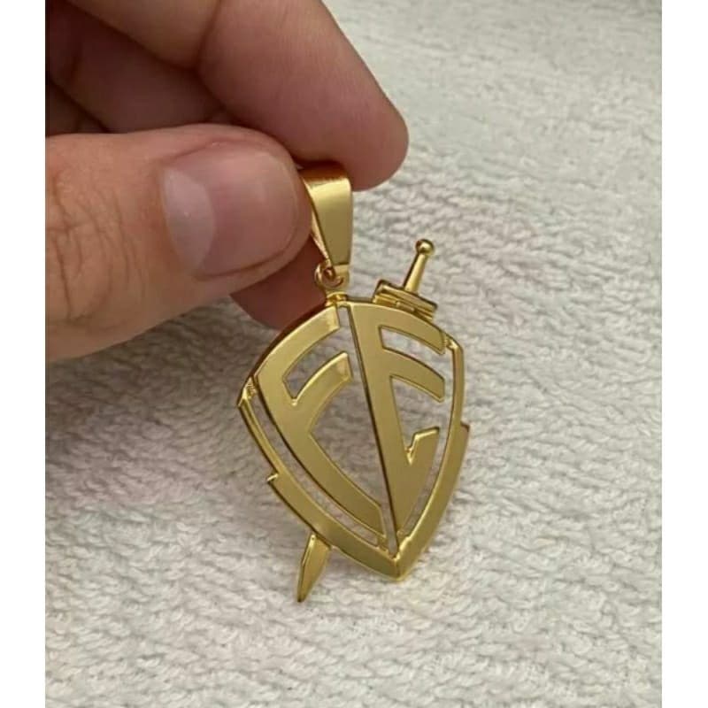 Pingente moeda antiga Escudo Fé Vazado.