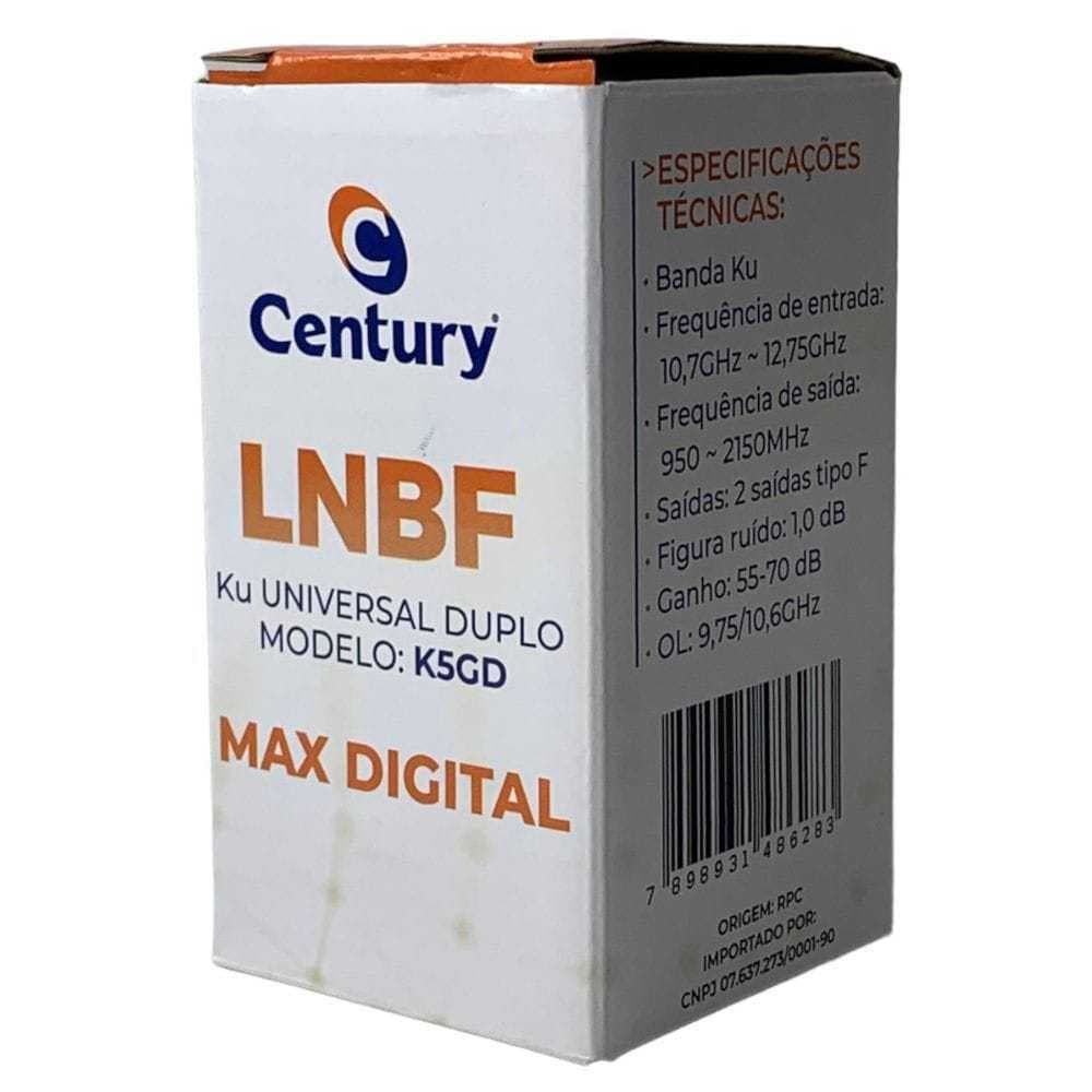 LNB Ku Digital Duplo Century K5GD com Suporte a 5G