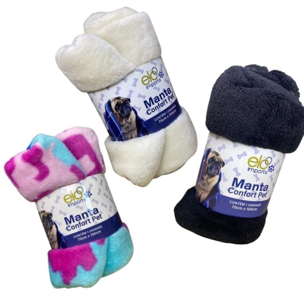 Kit 03 Manta Cobertor para Cachorro Gato Pet Mantinha 80X60CM  Peluciada Lavável Microfibra QUEIMA DE ESTOQUE