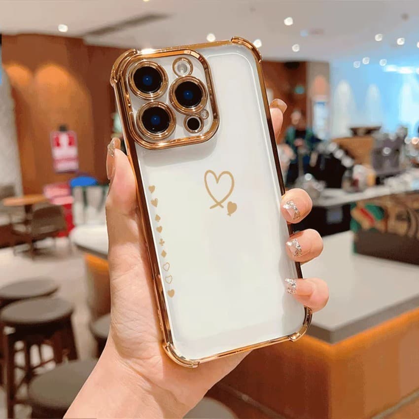 Capa De Telefone Coração Dourado Para Realme Note 70 70T 60 50 C71 C75 C75X C63 C61 C55 C53 C51 C30 C30S 6i 5i 5 Galvani