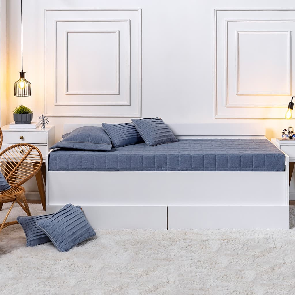 Colcha Em Linho 100% Algodão Jeans Solteiro cama Babá Com Elástico Matelasse Matelado Batistela Baby