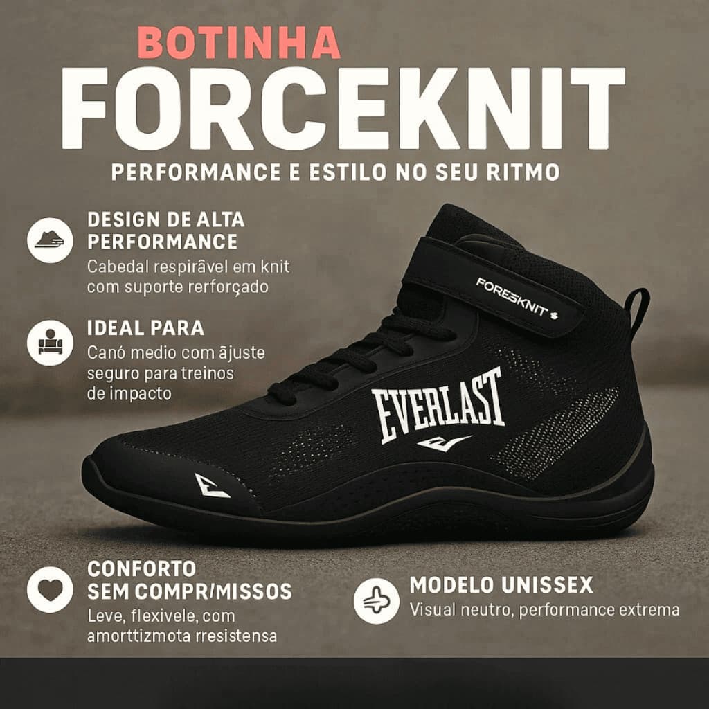 Botinha Everlast Unissex Academia, Musculação e Corrida – 33 ao 43