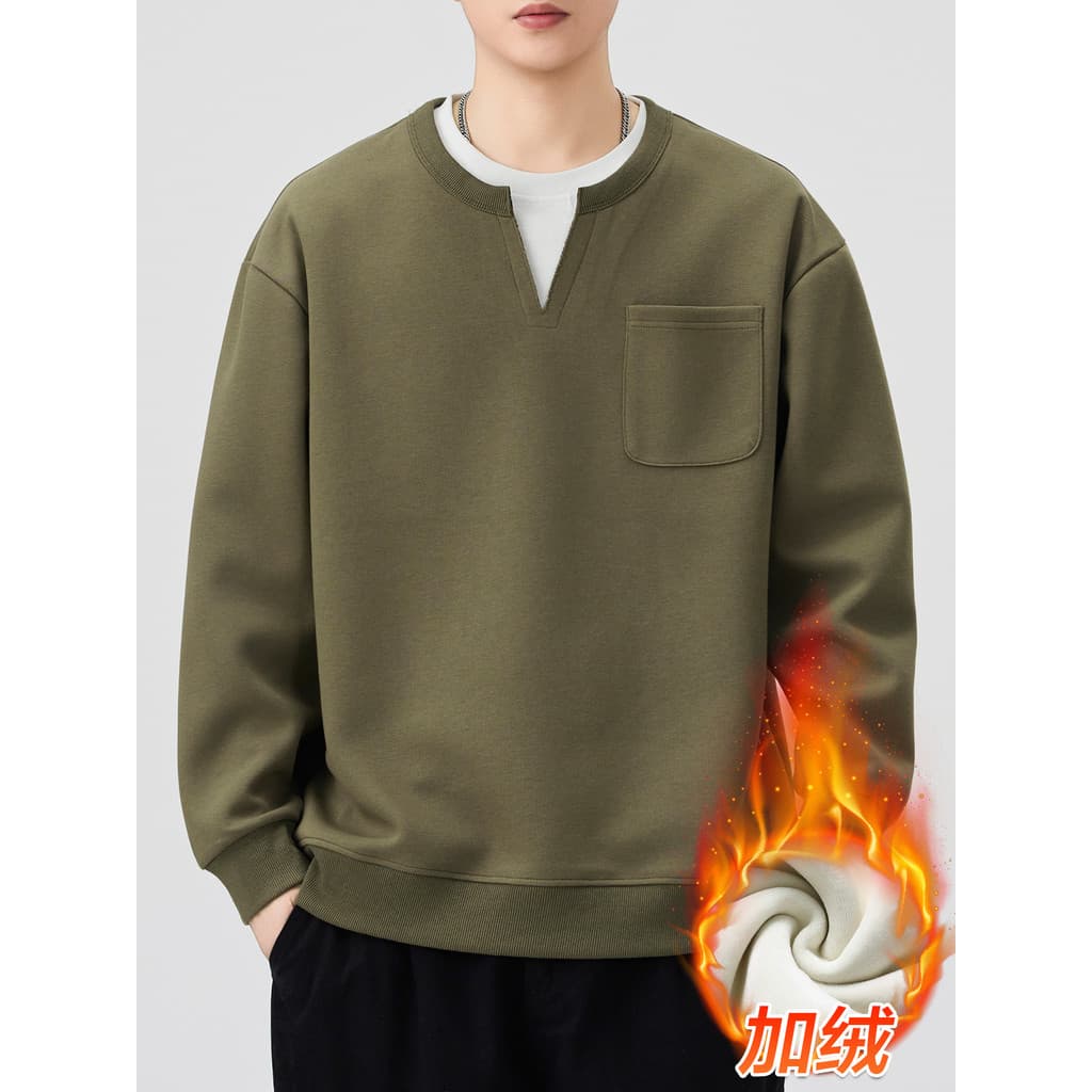 Moletom de lã masculino outono inverno engrossado manga comprida falso roupas masculinas de duas peças roupas de casal 2