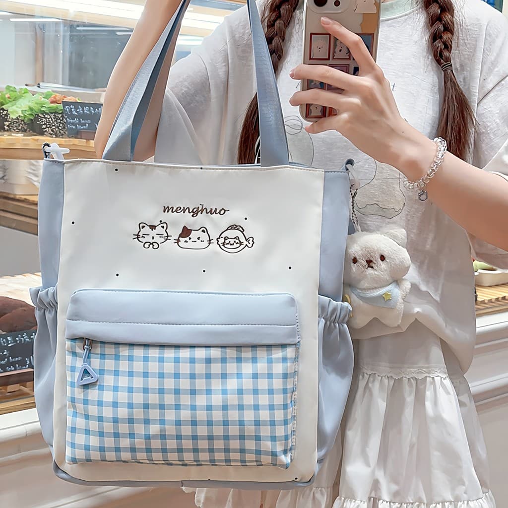 Bolsa de matrícula Bolsa de livro portátil para estudantes do ensino médio Bolsa mensageiro feminina de grande capacidad