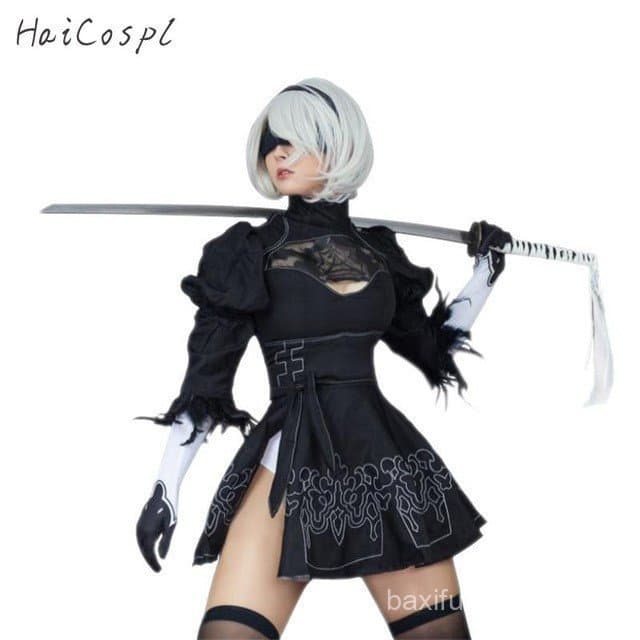 Nier Automata Yorha 2B Cosplay Terno Anime Roupa Feminina Disfarce Traje Conjunto Fantasia Halloween Meninas Festa Vesti