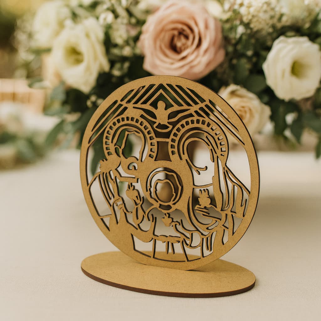 Lembrancinha Sagrada Família em MDF Kit 10 Casamento Batizado Primeira Comunhão