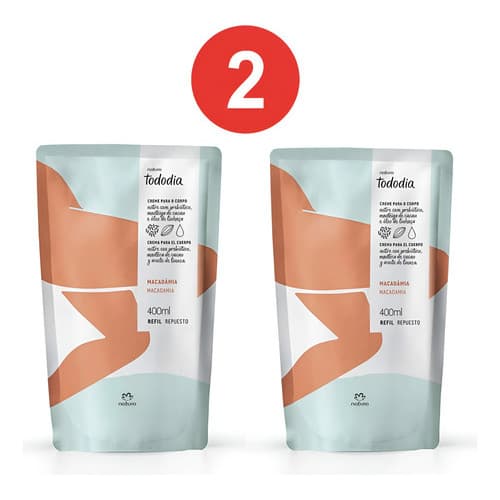 Kit Combo 2 Unidades Refil Hidratante Tododia 400ml Natura Macadâmia