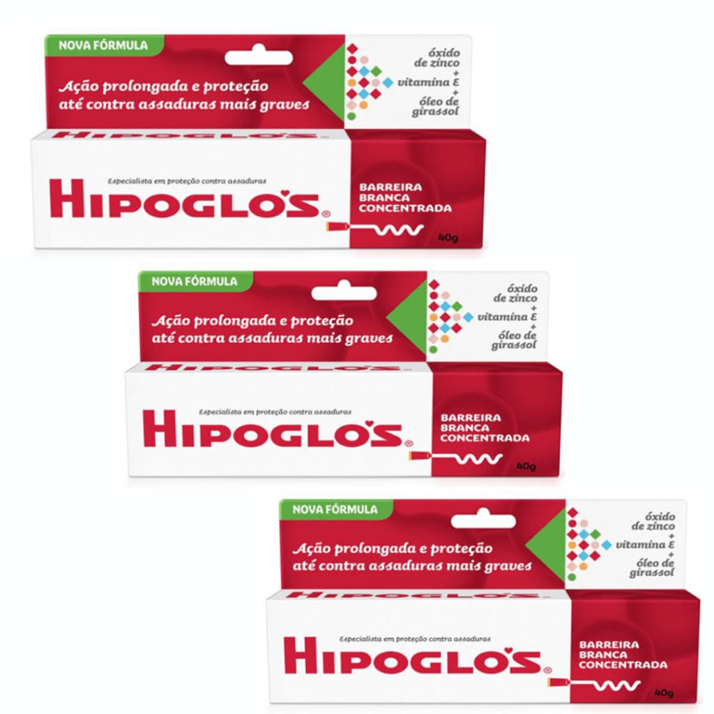 Combo 3 Pomada para assadura Hipoglós tradicional - Kit com 3 unidades 40g- formula nova.