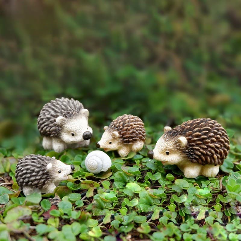 4 Pçs/set Mini Miniaturas De Ouriço De Resina , Estatuetas De Animais Pequenos Para Jardim De Fadas Musgo Paisagem DIY A
