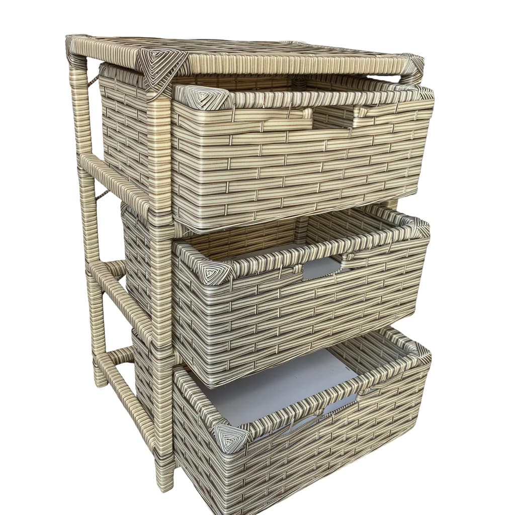 Gaveteiro Organizador Fibra Sintética 3 Gavetas 32x44x65 - Mesa de Cabeceira Quarto Banheiro Montado