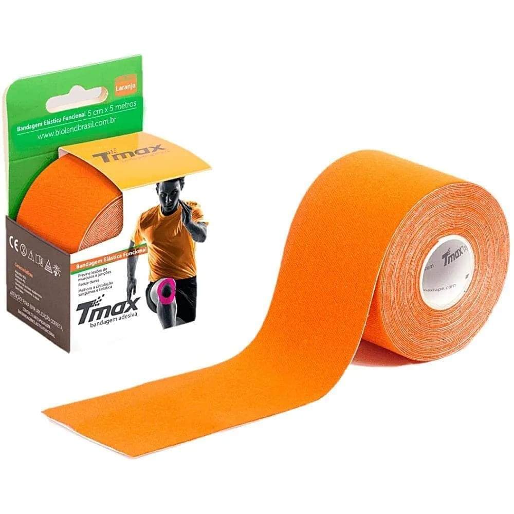Bandagem Elástica Adesiva Funcional Kinesio TMAX Laranja