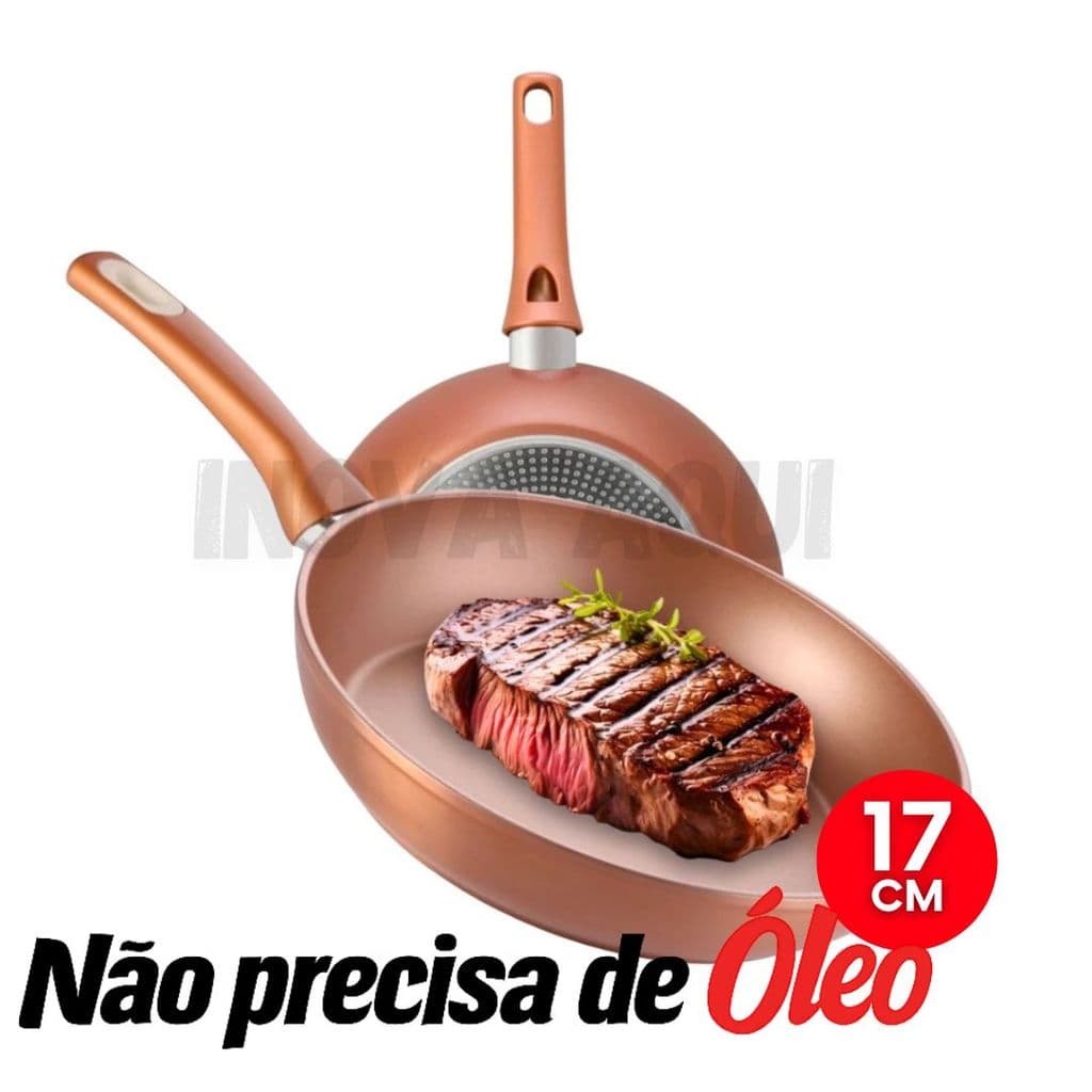 Frigideira 17cm Antiaderente Cerâmica Não Gruda Não Vai Óleo Utensilio Domestico Cozin Fitness Dieta