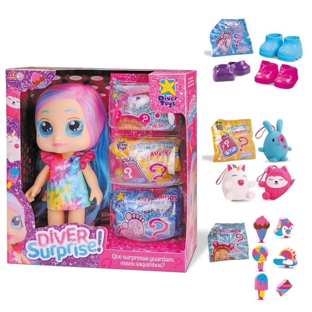 Boneca Surprise Dolls Surpresa Divertoys Acessórios Surpresa