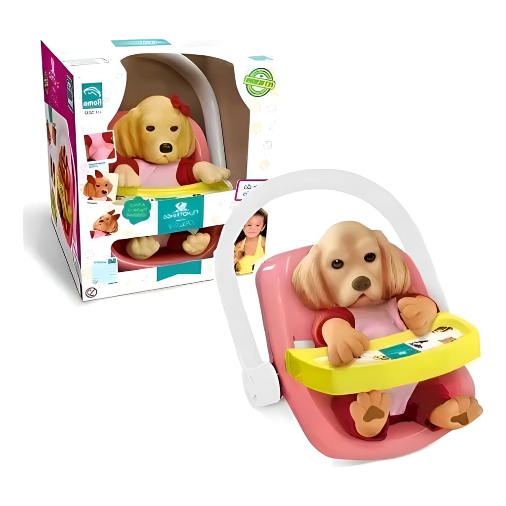 Boneco Pet Filhotinho Hora Do Passeio Com Bebê Conforto Roma