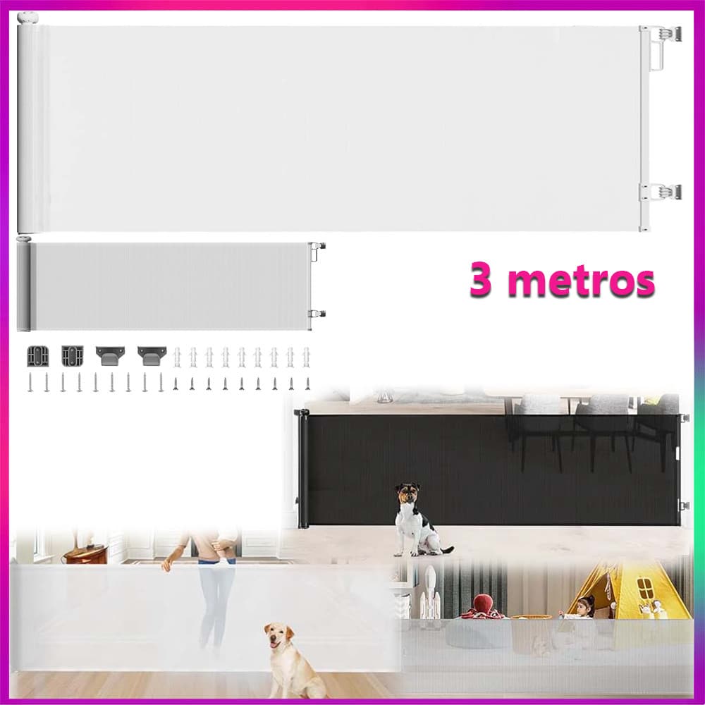 3 metros  Portão Retrátil de Segurança Grade de Proteção Retrátil para Escadas Grade Tela de Proteção Portao Grade