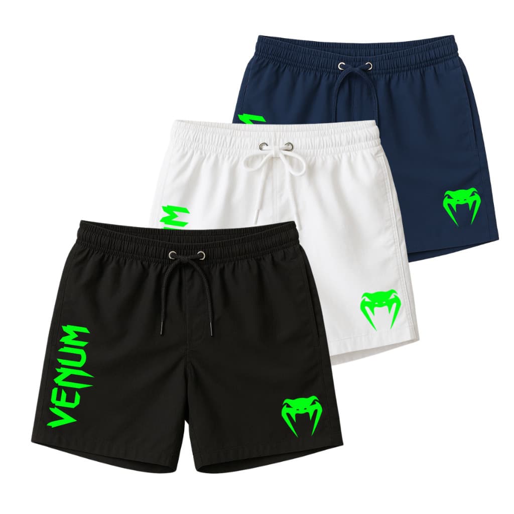 KIT 3 SHORT VENUM UFC LUTA TREINO CORRIDA TACTEL ELASTANO ESPORTIVO ACADEMIA DRY FIT COBRA